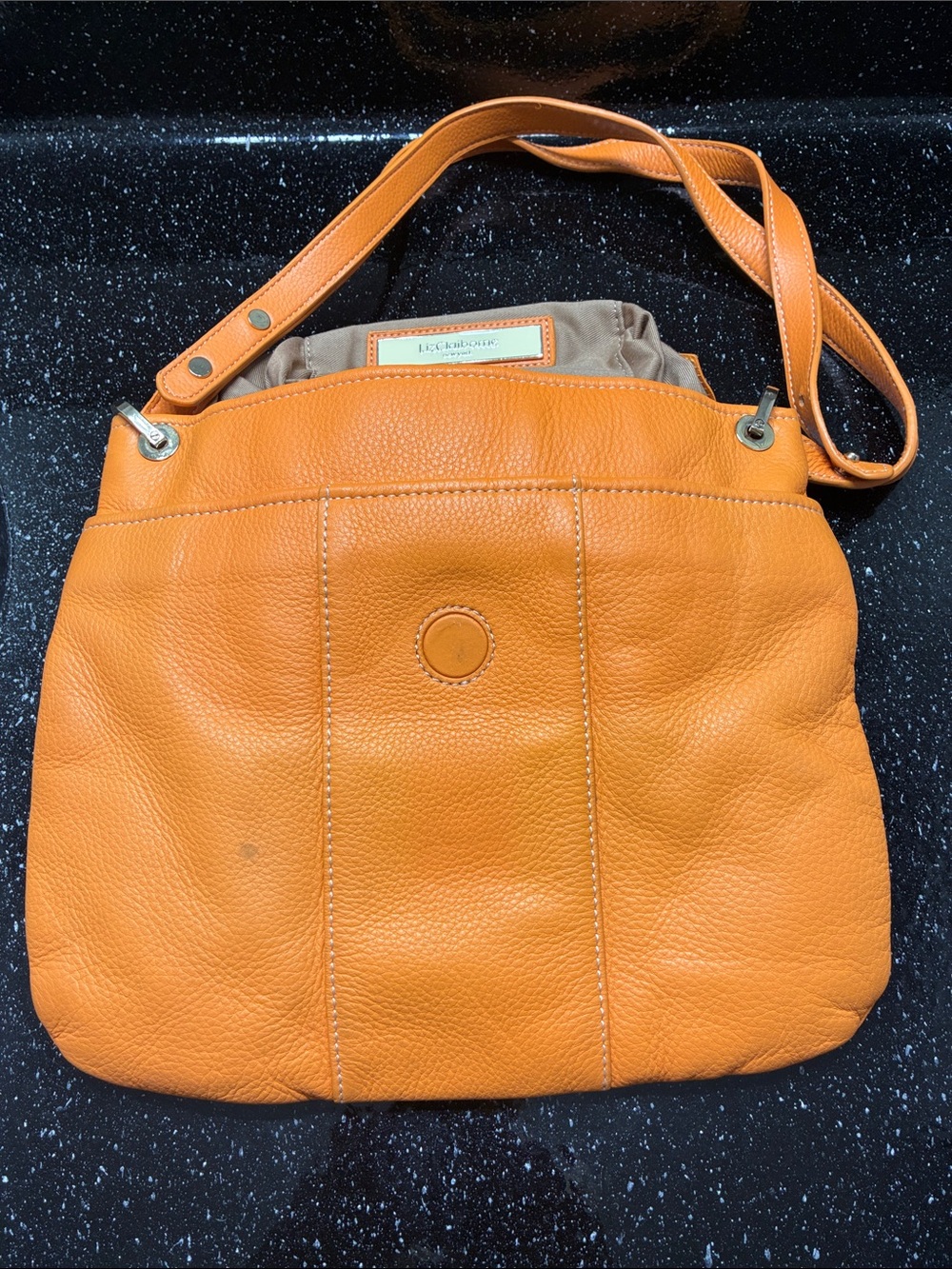 Liz Claiborne Orange Pebbled Leather Shoulder Bag